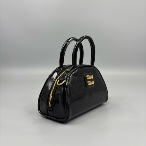 Miu Miu Dome Patent Calfskin Black
