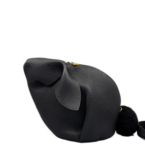 Loewe Bunny Crossbody Bag Grained Calfskin Black