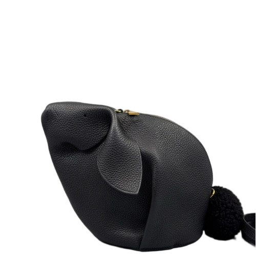 Loewe Bunny Crossbody Bag Grained Calfskin Black