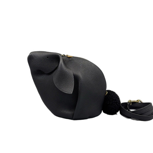 Loewe Bunny Crossbody Bag Grained Calfskin Black