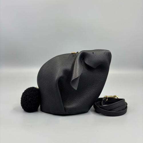 Loewe Bunny Crossbody Bag Grained Calfskin Black
