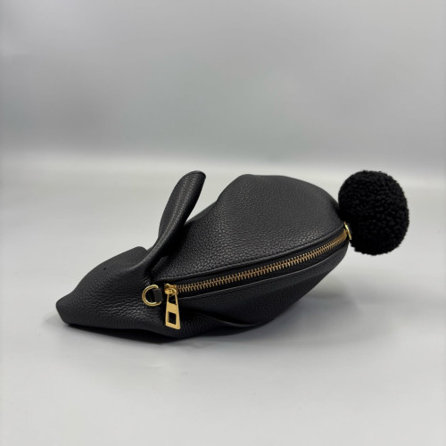 Loewe Bunny Crossbody Bag Grained Calfskin Black