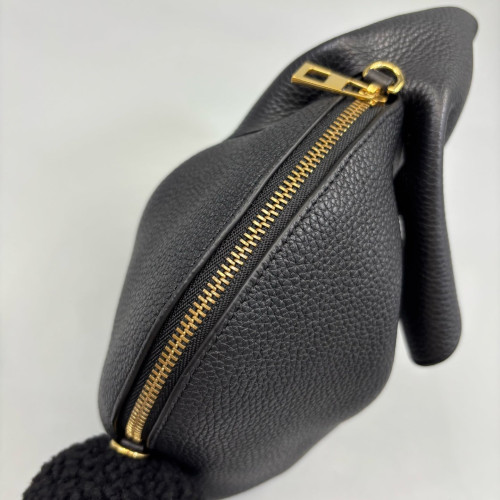 Loewe Bunny Crossbody Bag Grained Calfskin Black