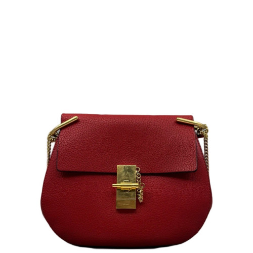 Chloe Medium Drew Shoulder Bag Grained Calfskin Red