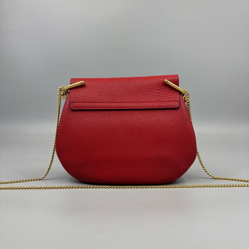 Chloe Medium Drew Shoulder Bag Grained Calfskin Red