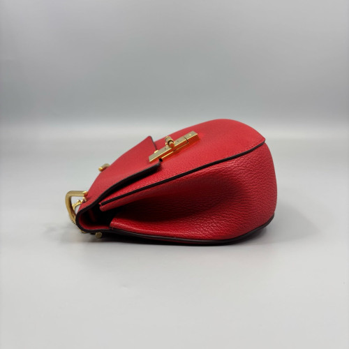 Chloe Medium Drew Shoulder Bag Grained Calfskin Red