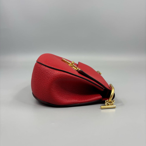 Chloe Medium Drew Shoulder Bag Grained Calfskin Red