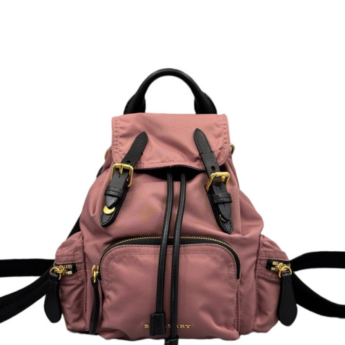 Burberry Small Rucksack Backpack Nylon Calfskin Black Red