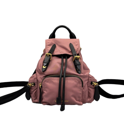 Burberry Small Rucksack Backpack Nylon Calfskin Black Red