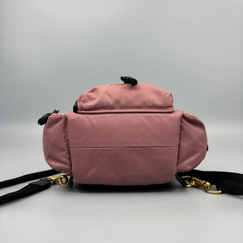 Burberry Small Rucksack Backpack Nylon Calfskin Black Red