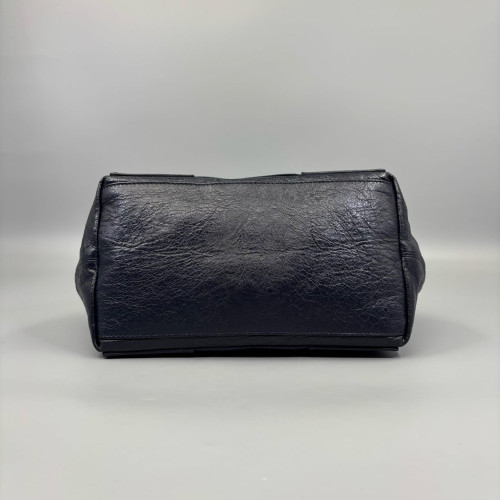 Balenciaga Navy Small Cabas Pull Up Leather Canvas Dark Blue