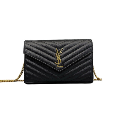 Yves Saint Laurent Envelope Wallet On Chain Caviar Black
