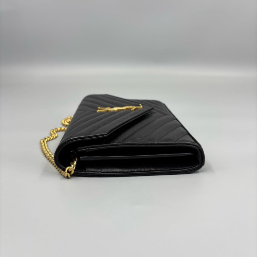 Yves Saint Laurent Envelope Wallet On Chain Caviar Black