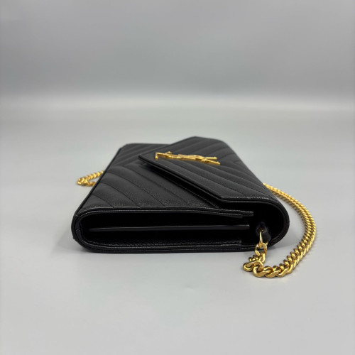 Yves Saint Laurent Envelope Wallet On Chain Caviar Black