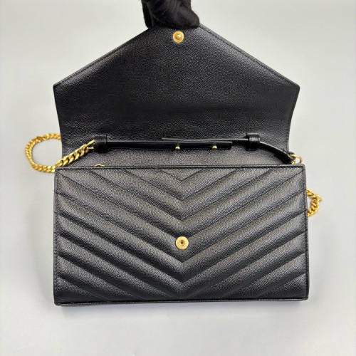 Yves Saint Laurent Envelope Wallet On Chain Caviar Black