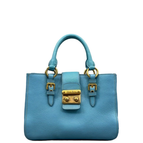 Miu Miu Two-Way Bag Grained Calfskin Blue