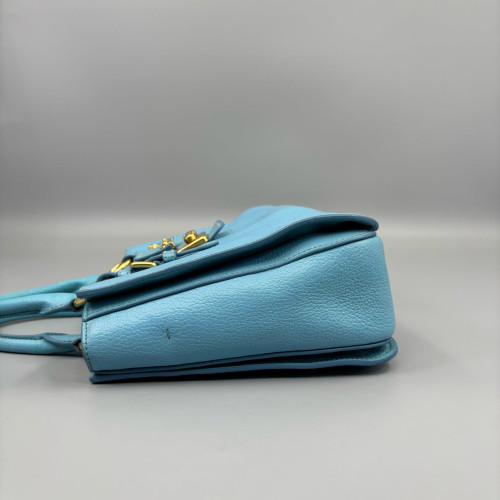 Miu Miu Two-Way Bag Grained Calfskin Blue