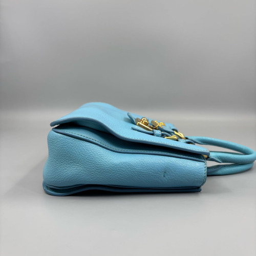 Miu Miu Two-Way Bag Grained Calfskin Blue