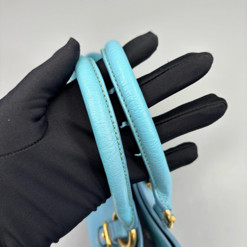 Miu Miu Two-Way Bag Grained Calfskin Blue