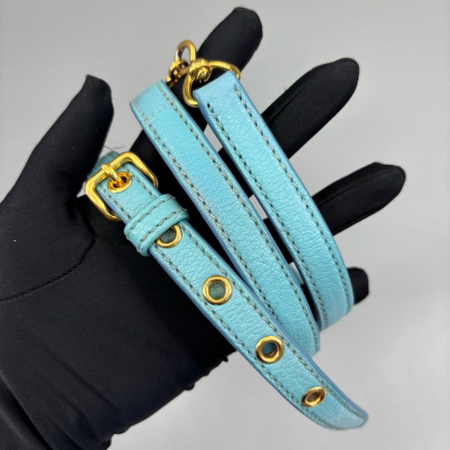 Miu Miu Two-Way Bag Grained Calfskin Blue