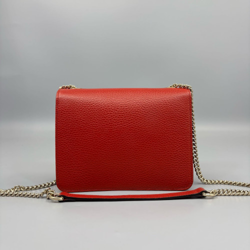 Gucci Small Interlocking G Shoulder Bag Calfskin Red