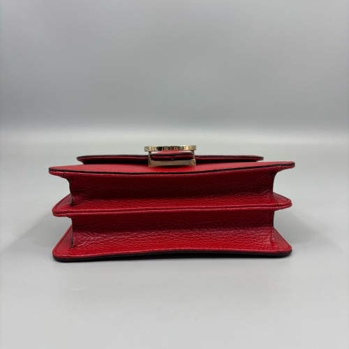 Gucci Small Interlocking G Shoulder Bag Calfskin Red