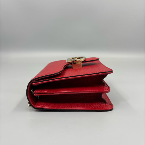Gucci Small Interlocking G Shoulder Bag Calfskin Red