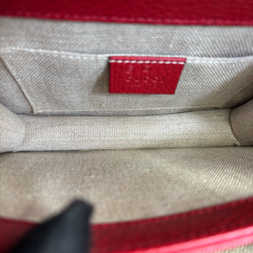 Gucci Small Interlocking G Shoulder Bag Calfskin Red