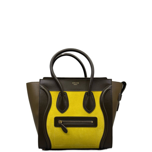 Celine Mini Luggage Calfskin Yellow Brown