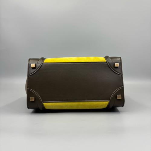 Celine Mini Luggage Calfskin Yellow Brown
