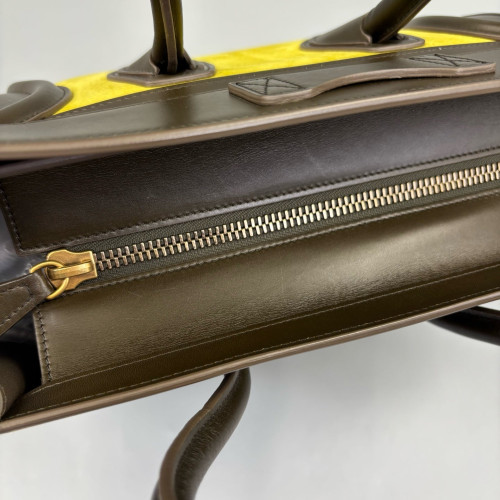 Celine Mini Luggage Calfskin Yellow Brown