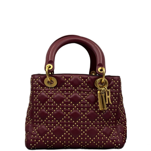 Dior Studded Small Supple Lady Dior Calfskin Red Dior Studded Small Supple Lady Dior Calfskin Red