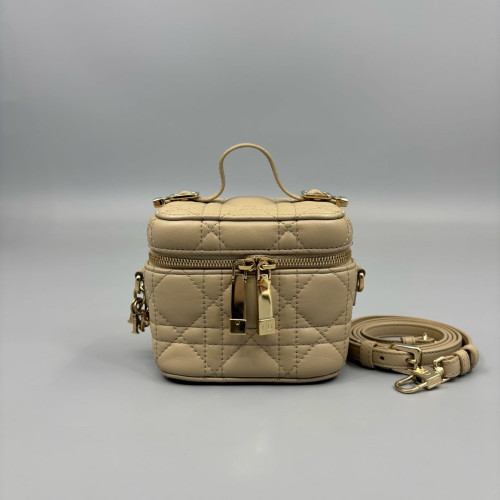 Dior Small Diortravel Vanity Case Calfskin Beige