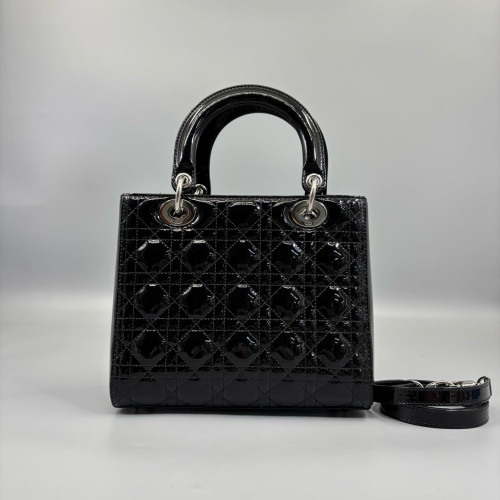 Dior Medium Lady Dior Patent Calfskin Black Dior Medium Lady Dior Patent Calfskin Black