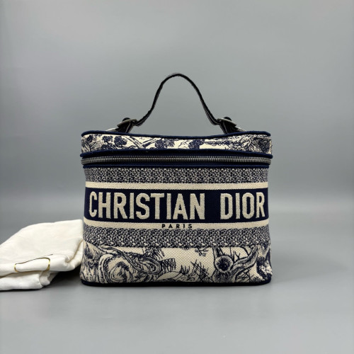 Dior Diortravel Vanity Case Oblique Beige Navy Black