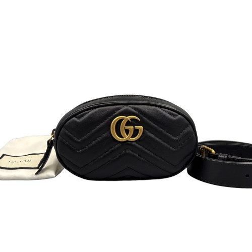 Gucci Matelasse GG Marmont Belt Bag Calfskin Black