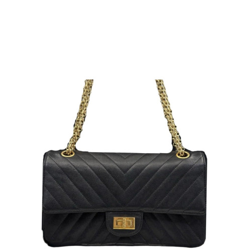 Chanel Chevron Quilted 2.55 225 Reissue Double Flap Calfskin Black