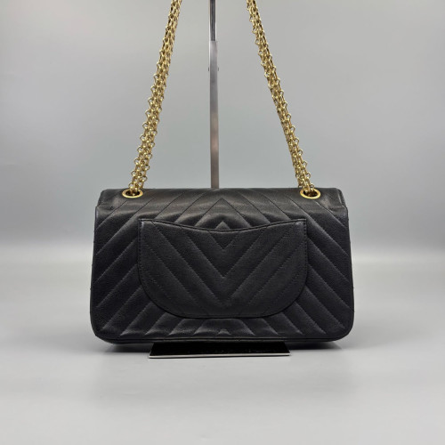 Chanel Chevron Quilted 2.55 225 Reissue Double Flap Calfskin Black