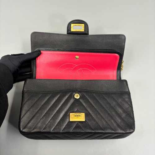 Chanel Chevron Quilted 2.55 225 Reissue Double Flap Calfskin Black
