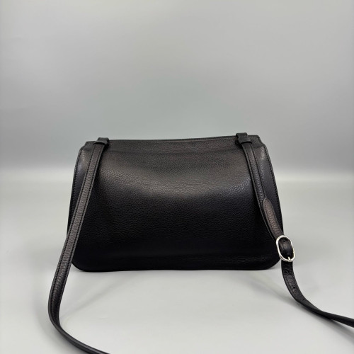 Gucci Bamboo Chain Shoulder Bag Grained Calfskin Black