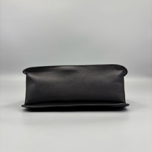 Gucci Bamboo Chain Shoulder Bag Grained Calfskin Black