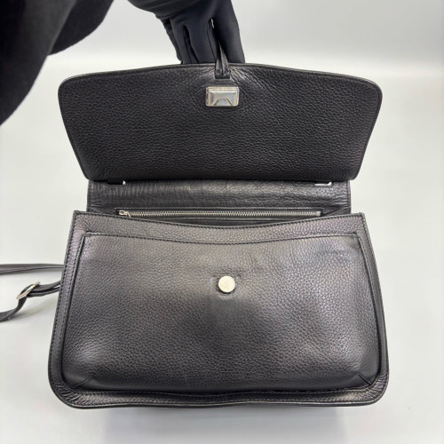 Gucci Bamboo Chain Shoulder Bag Grained Calfskin Black