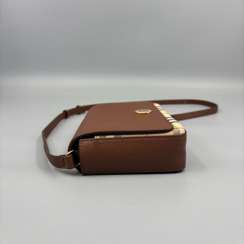 Burberry Messenger Calfskin House Check Brown Beige Black