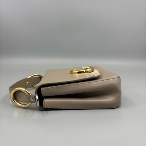 Chloe Small C Double Carry Calfskin Suede Beige