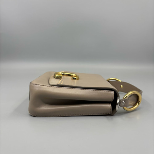 Chloe Small C Double Carry Calfskin Suede Beige