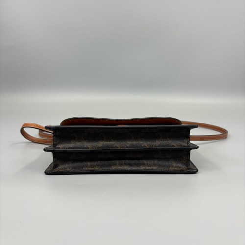 Celine Wallet On Chain WOC Triomphe Calfskin Brown Dark Brown Light Brown