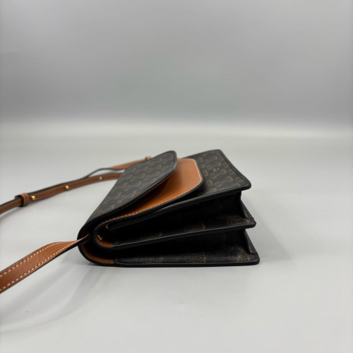 Celine Wallet On Chain WOC Triomphe Calfskin Brown Dark Brown Light Brown