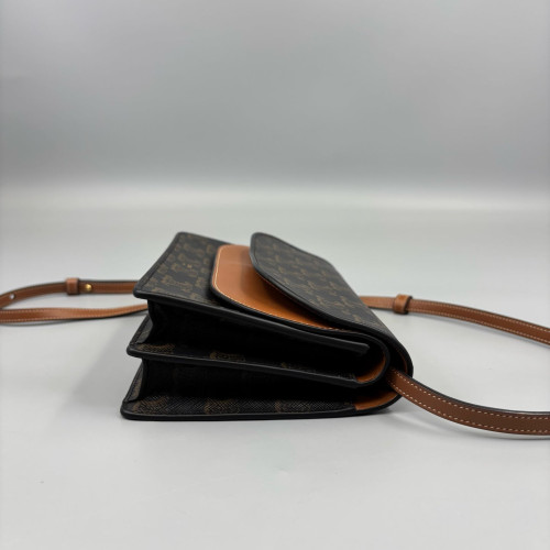 Celine Wallet On Chain WOC Triomphe Calfskin Brown Dark Brown Light Brown