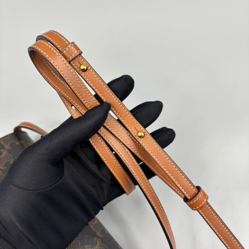 Celine Wallet On Chain WOC Triomphe Calfskin Brown Dark Brown Light Brown