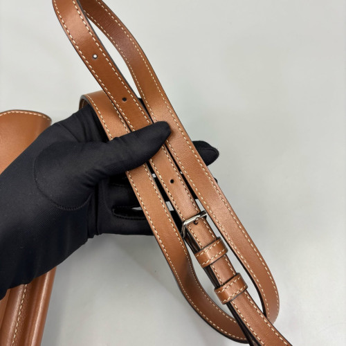 Burberry Horseferry Print Mini Title Bag Calfskin Canvas Brown Beige